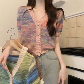 V-neck Knitted Thin Slim Fit Outer Sweater